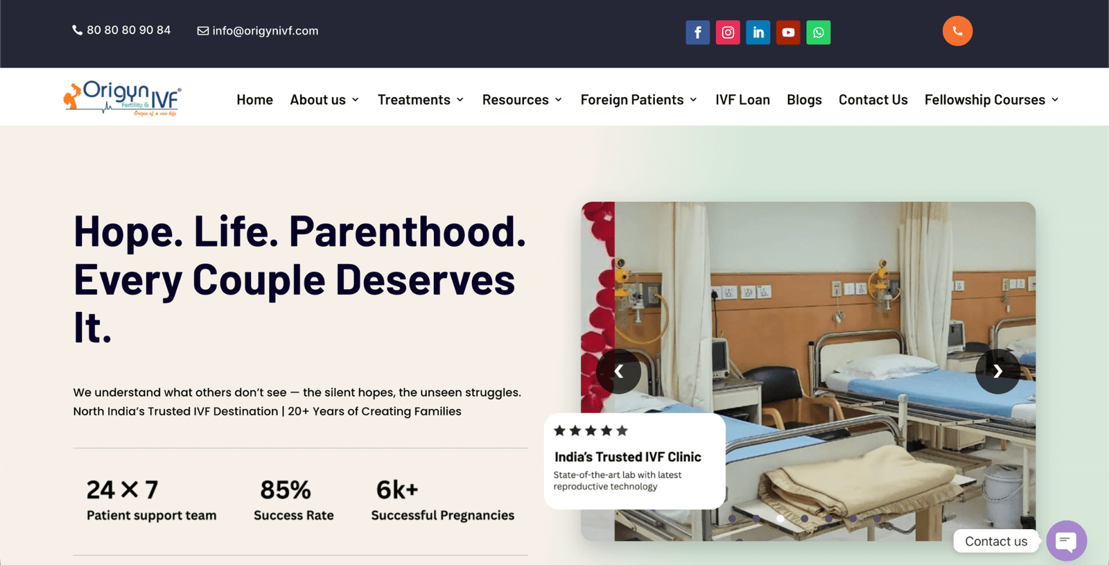 Origyn IVF website preview